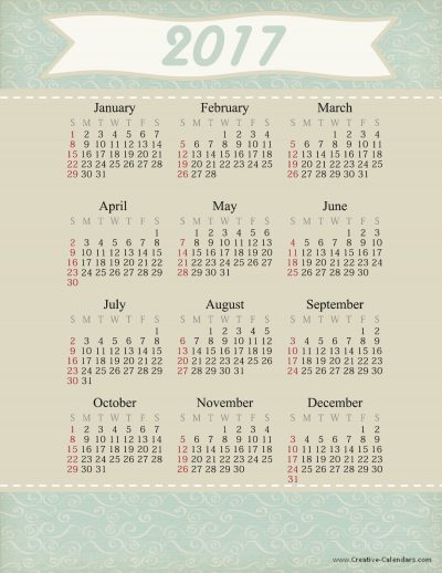 Free Printable Calendar 2017