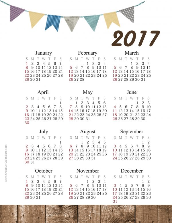 free printable calendar 2017