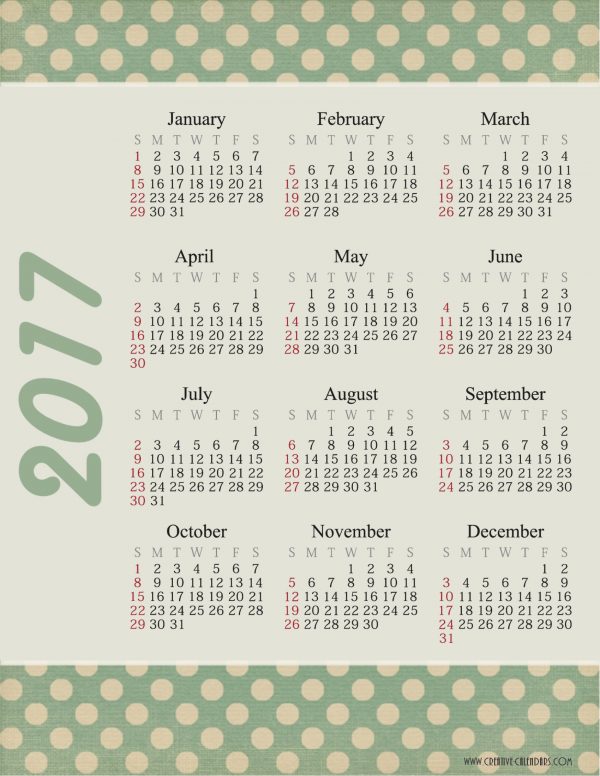 Free Printable Calendar 2017