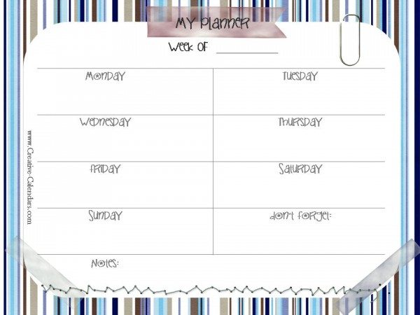 free printable weekly planner