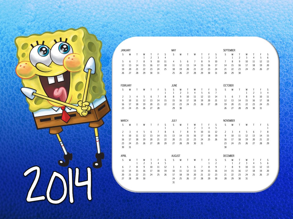 Coloring Spongebob Calendar