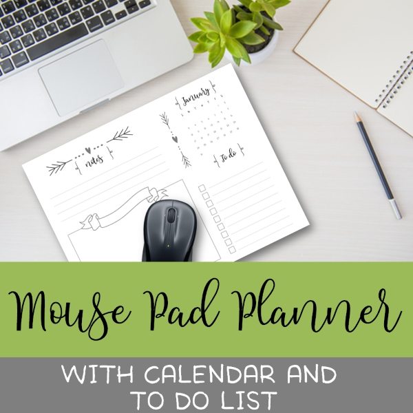 Printable Mouse Pad Planner with Calendar and To Do List