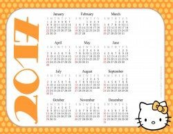 Printable Calendar Template with Hello Kitty