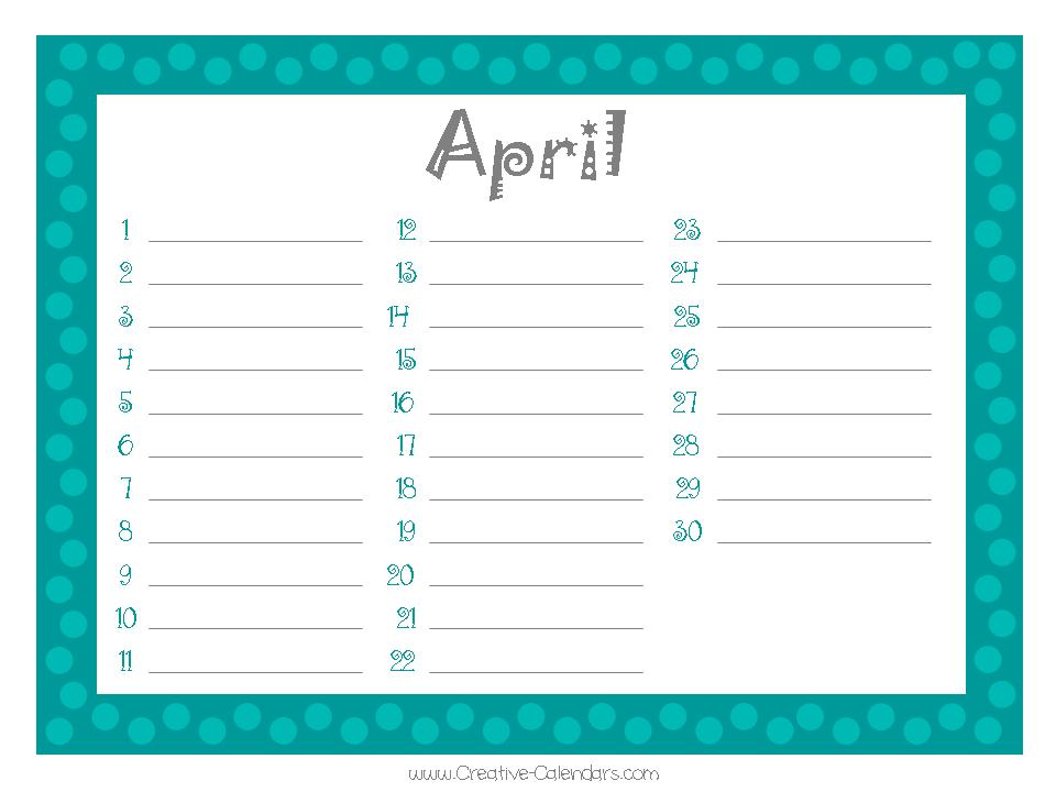 free printable birthday calendar template
